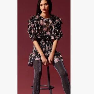 Rebecca Taylor Bouquet Ruffle Floral Dress